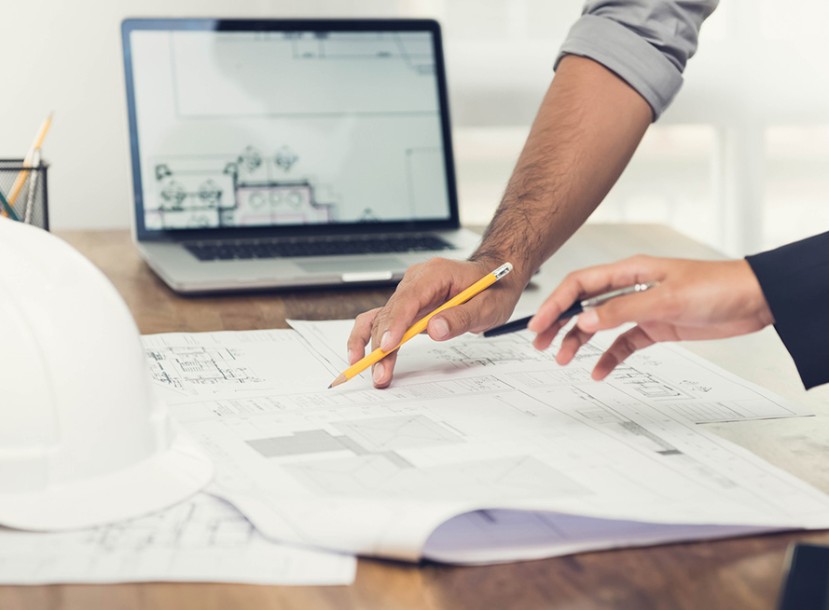 Engineering and architectural liaison — reviewing drawings and markups on a POBOX project