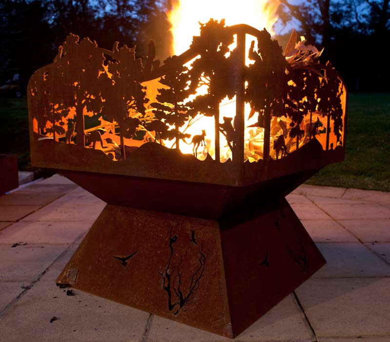 pit fire firepit australian box shroud metal po pits decorative suit poboxdesigns cnc gates deer screen water plasma garden info